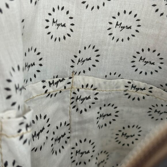 Myra Bag Multi-Colored Canvas Cowhide Leather Backpack Purse W/Adjustable Straps - Picture 10 of 10